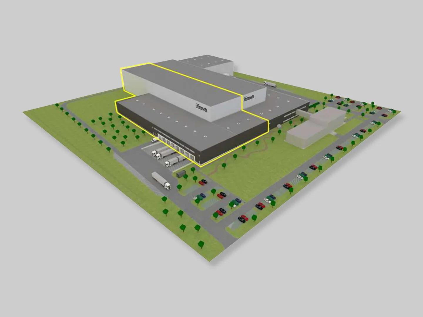 Visualization of the current expansion and doubling of the logistics site